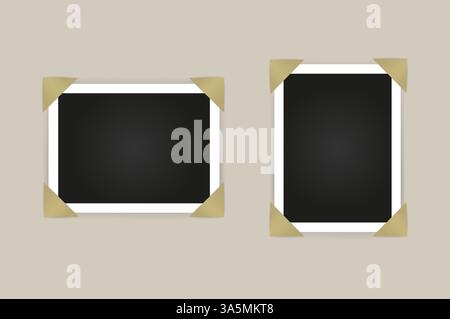 Collection of blank photo frames with adhesive tape, different shadow effects and empty space for your photograph. Vector illustration. Stock Vector