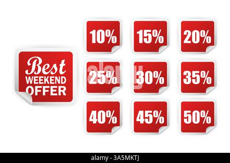 Modern advertising with red discount sticker for promotion design. Blank label. Business design. Best price offer. Stock Vector