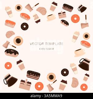 Flat black pattern on white backdrop. Black line icon. Kid graphic. Coffee shop tools, great design for any purposes. Cooking food. Flat vector. Stock Vector