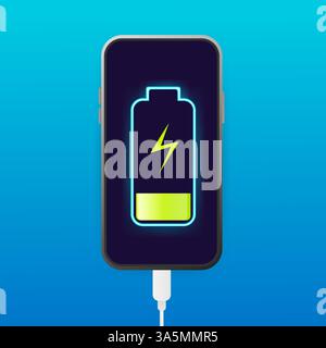 Flat battery charge for mobile device design. Vector mobile device concept. Vector illustration in flat style. Stock Vector