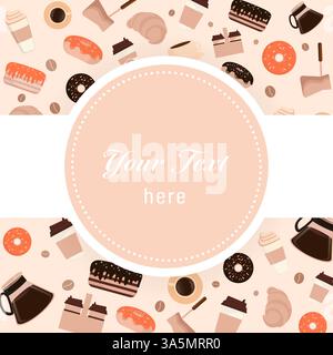 Flat black pattern on white backdrop. Black line icon. Kid graphic. Coffee shop tools, great design for any purposes. Cooking food. Flat vector. Stock Vector