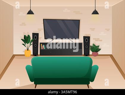 Living room in flat style. Cartoon vector illustration. Isolated background. Flat design style vector illustration Stock Vector