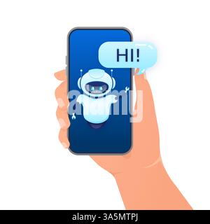 Flat chat bot for web design. Flat isometric vector illustration. Artificial intelligence Stock Vector