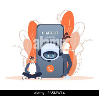 Flat chat bot for web design. Flat isometric vector illustration. Artificial intelligence Stock Vector