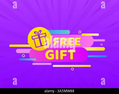 Free gift. Badge, stamp icon. Flat vector illustration on white background. Stock Vector