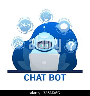Flat chat bot for web design. Flat isometric vector illustration. Artificial intelligence Stock Vector