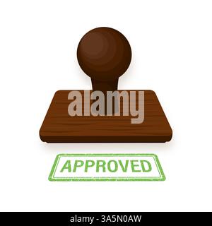 Flat icon with approved stamp hand for paper design. Business concept. Vector illustration. Stock Vector