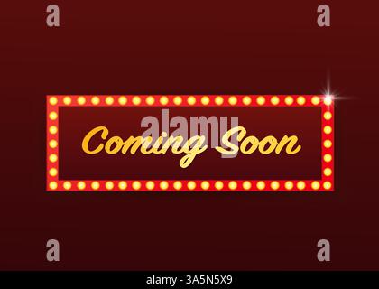 Retro flat illustration with coming soon light retro on light background. Vector illustration design. Magic concept. Stock Vector