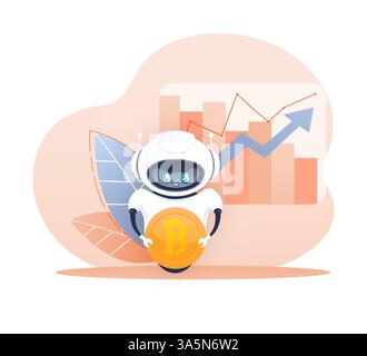 Trading bot. Stock trading concept. Artificial intelligence. Abstract background Stock Vector