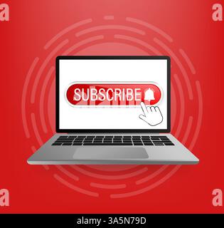 Flat icon with subscribe on white background. Vector illustration graphic design. Comment icon vector. White background. Design element. Stock Vector