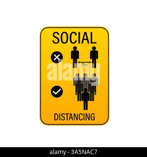 Flat illustration with social distance. Keep your distance. Corona virus icon. Vector art. Stock Vector