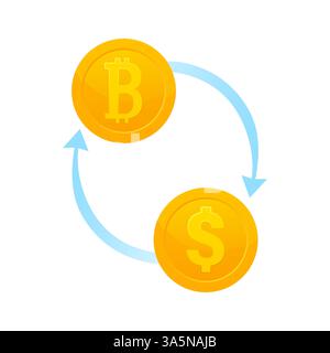 Crypto currency exchange. Bitcoin exchange. Digital money. Digital bank Stock Vector