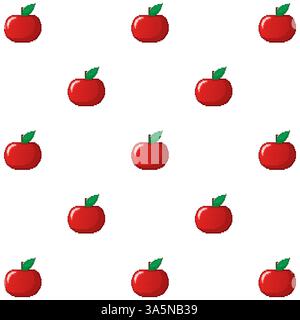 Classic abstract illustration with red pixel apple pattern design. Pixel vector illustration. Abstract background Stock Vector