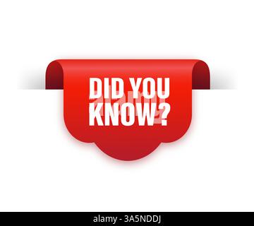 Did you know red ribbon isolated on white background. Red label, banner for any purposes. Vector illustration. Stock Vector
