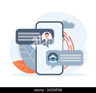 Flat chat bot for web design. Flat isometric vector illustration. Artificial intelligence Stock Vector