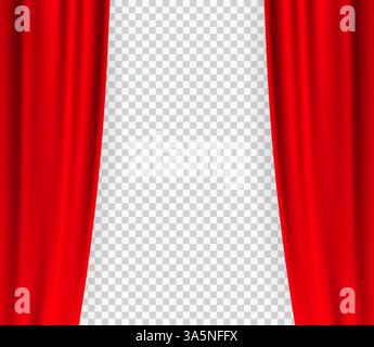 Black curtain theater in vintage style on transparent background. Vintage curtain theater, great design for any purposes. Vector illustration. Stock Vector