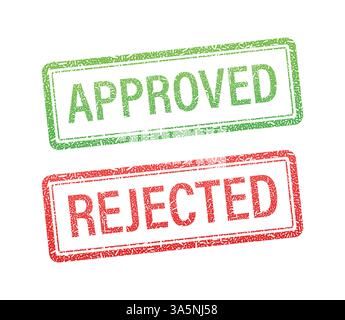 Abstract button with red approved and rejected stamp. Check mark icon Stock Vector