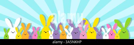 Arrival of the Easter Bunnies, Colorful Web banner design Stock Vector