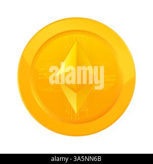 Ethereum coin, great design for any purposes. Crypto currency, crypto currency coin Stock Vector