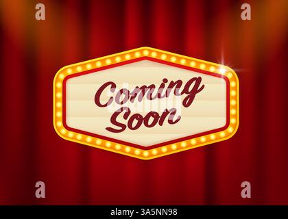 Retro flat illustration with coming soon light retro on light background. Vector illustration design. Magic concept. Stock Vector
