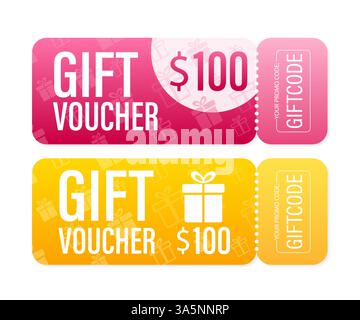 Different Modern birthday card with red giftcode for banner design. giftcode in modern style. Christmas banner. Vector design. Special offer sale Stock Vector