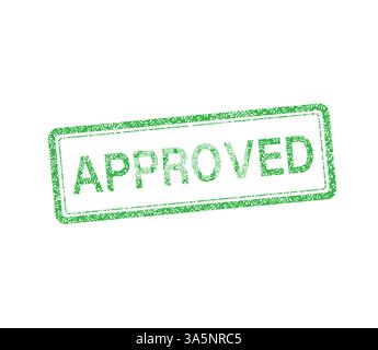Green approved stamp. Abstract web template with green approved on white background. Isolated vector illustration. Stock Vector