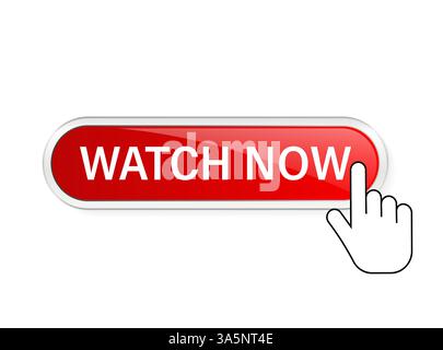 Watch now, great design for any purposes. Illustration, vector. Vector background. Hand click icon. Stock Vector