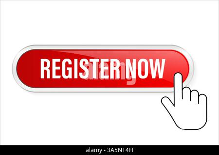 Register now for web advertising design. Subscribe button. Modern design. Stock Vector