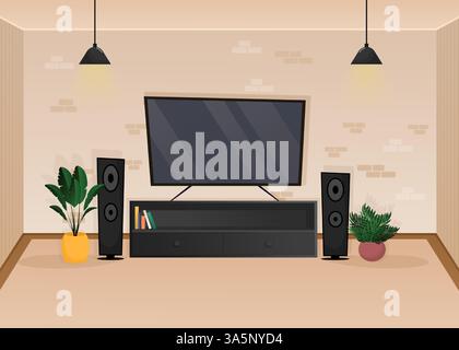 Living room in flat style. Cartoon vector illustration. Isolated background. Flat design style vector illustration Stock Vector