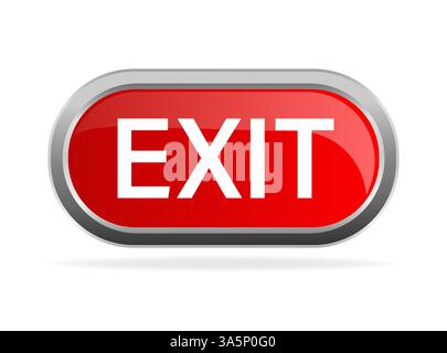 Emergency red exit sign. Protection symbol. Fire icon. Vector stock illustration. Stock Vector