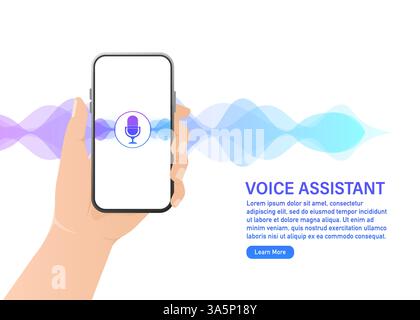 Voice assistant on light background. Abstract technology background. Abstract light. Vector illustration. Stock Vector