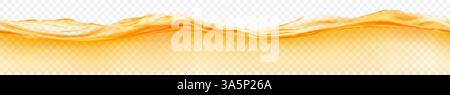 Translucent water wave in yellow colors, with seamless horizontal repetition, isolated on transparent background. Transparency only in vector file Stock Vector