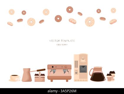Flat black pattern on white backdrop. Black line icon. Kid graphic. Coffee shop tools, great design for any purposes. Cooking food. Flat vector. Stock Vector