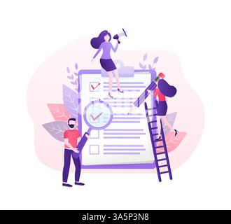 Checklist people, great design for any purposes. Flat vector character illustration. Check list icon, vector illustration. Stock Vector