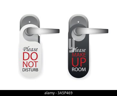 Please do not disturb and make up room signs on whte background. Vector illustration. Stock Vector