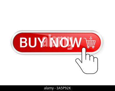 Buy now, great design for any purposes. Illustration, vector. Vector background. Hand click icon. Stock Vector