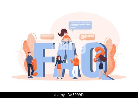 Frequently asked questions page template. Vector web banner. Customer service. Flat isometric vector illustration. Customer support. Abstract Stock Vector