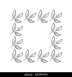 Floral frame in sketch style on white background. Floral sketch. Vintage frame logo. Hand drawn. Line icon. Line art. Vector design. Stock Vector