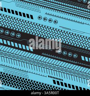 Tire track service station blue background Stock Vector