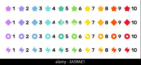 Bright colorful number bullet points collection. Stock Vector