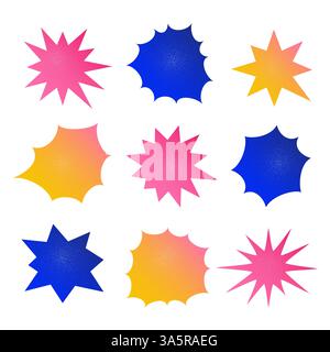 Trendy star bold elements with halftone dots. Stock Vector