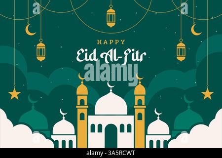 Eid al fitr flat design background Stock Vector