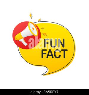 Fun fact. Badge with megaphone icon. Flat vector illustration on white background. Stock Vector