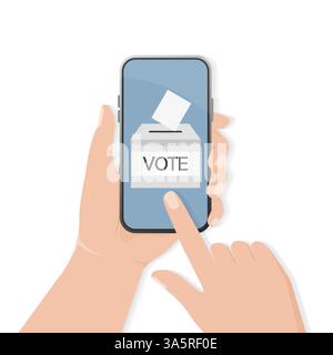 Vote box, great design for any purposes. Voting hand concept. Minimal design. 3d illustration. Stock Vector