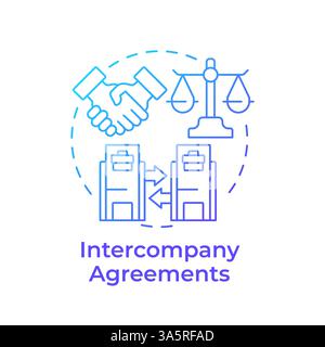 Intercompany agreements blue gradient concept icon Stock Vector