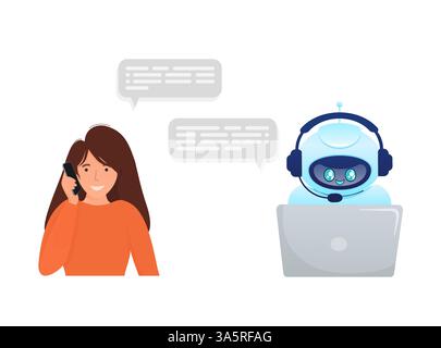 Flat chat bot for web design. Flat isometric vector illustration. Artificial intelligence Stock Vector