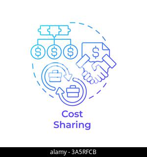 Cost sharing blue gradient concept icon Stock Vector