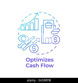 Optimizes cash flow blue gradient concept icon Stock Vector