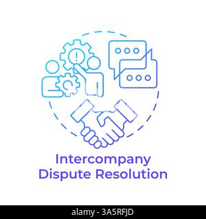 Intercompany dispute resolution blue gradient concept icon Stock Vector