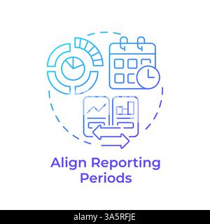 Aligning reporting periods blue gradient concept icon Stock Vector